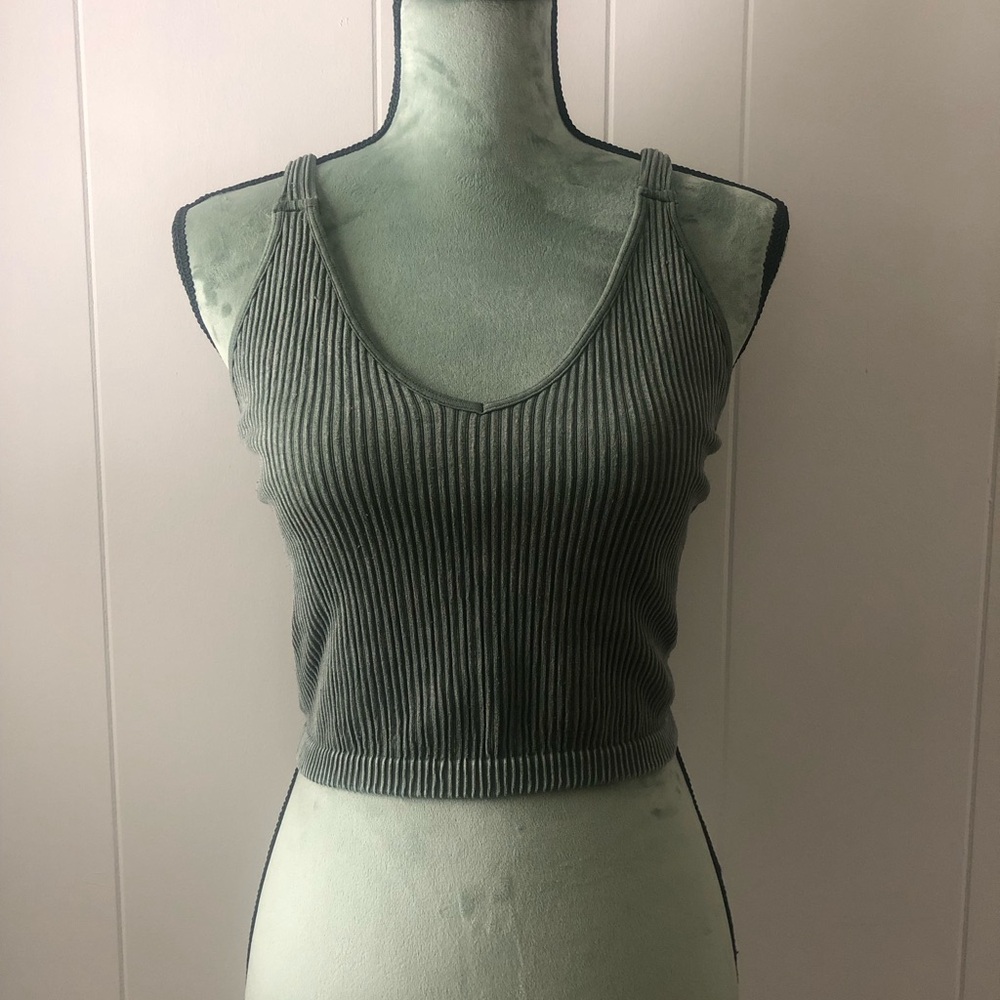 Wishlist Olive Ribbed Tank Top